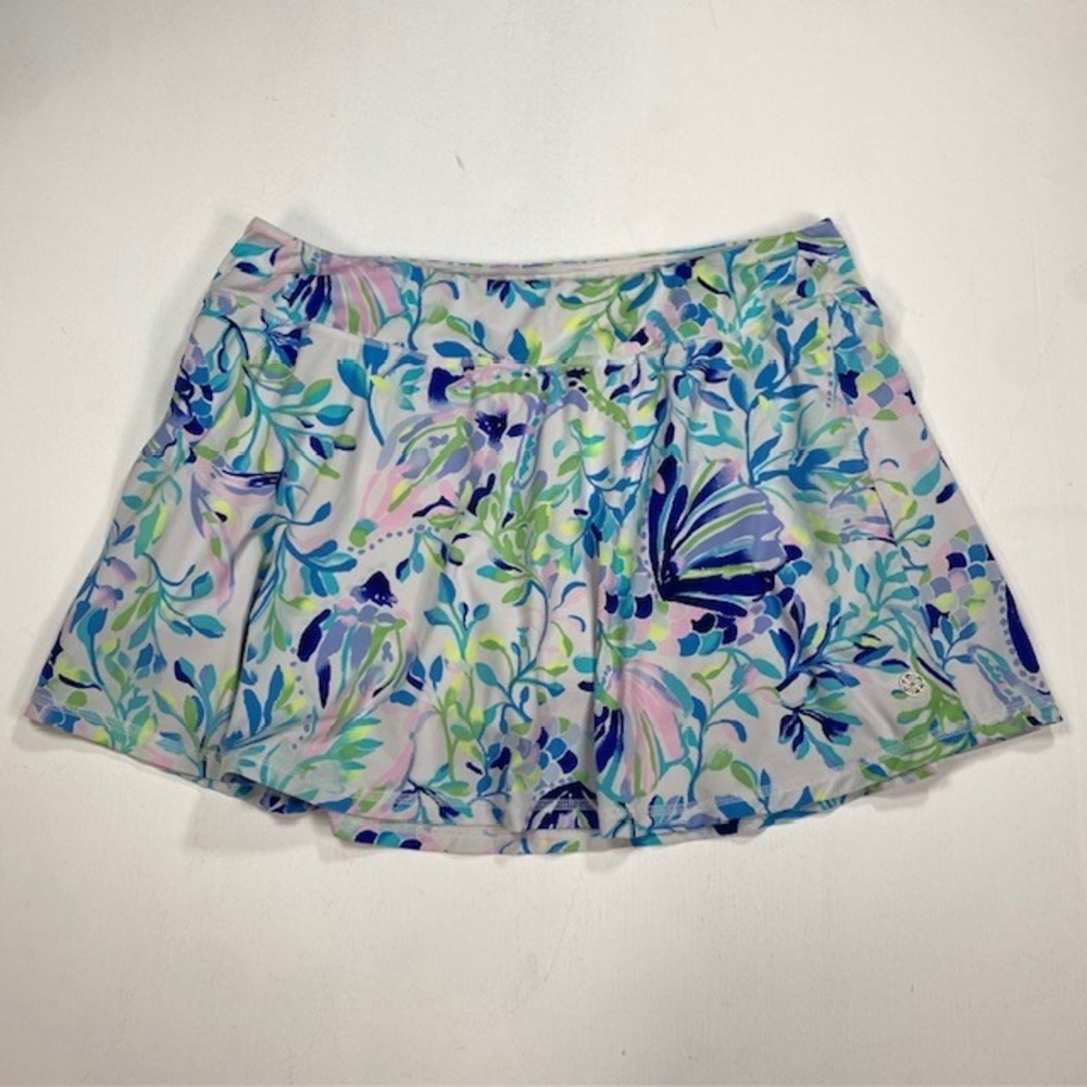 Lilly Pulitzer Luxletic Skort XL Blue Green Tropical Starfish Active Tennis Golf